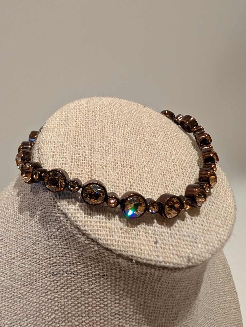 Brown Copper Color And Crystal Tennis Bracelet